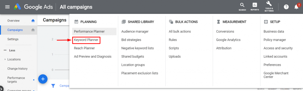 google keyword planner