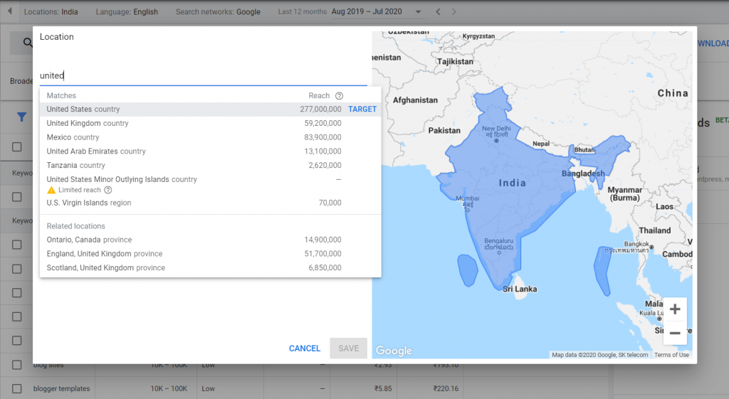 google keyword planner